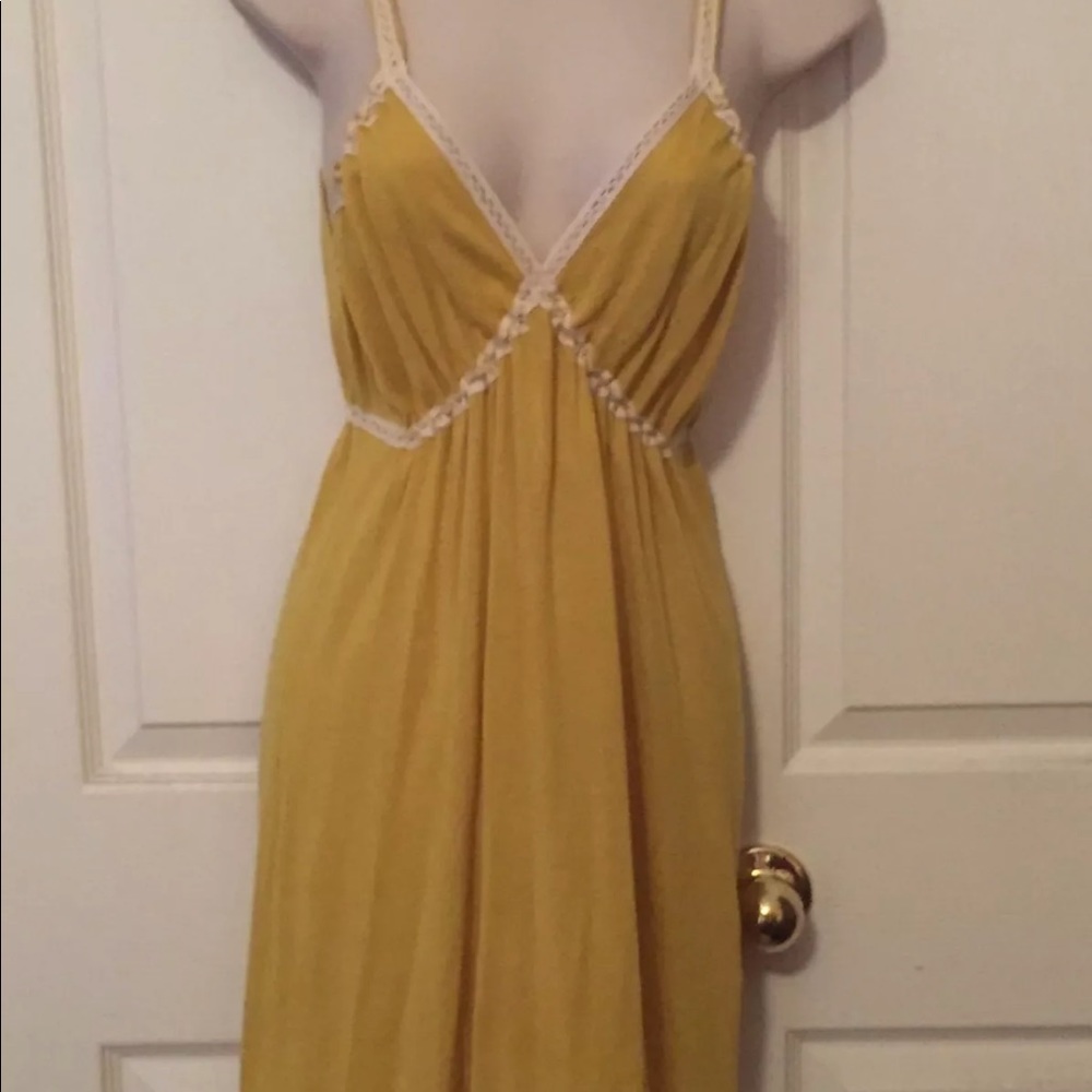 Yellow eyelet mini dress. Medium